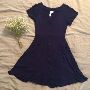 Navy Button-Down Francesca’s Casual Dress